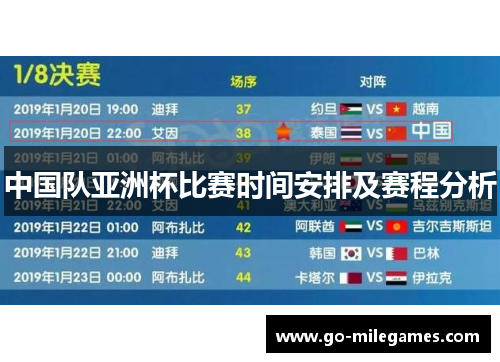 中国队亚洲杯比赛时间安排及赛程分析 中国队亚洲杯比赛时间安排及赛程分析